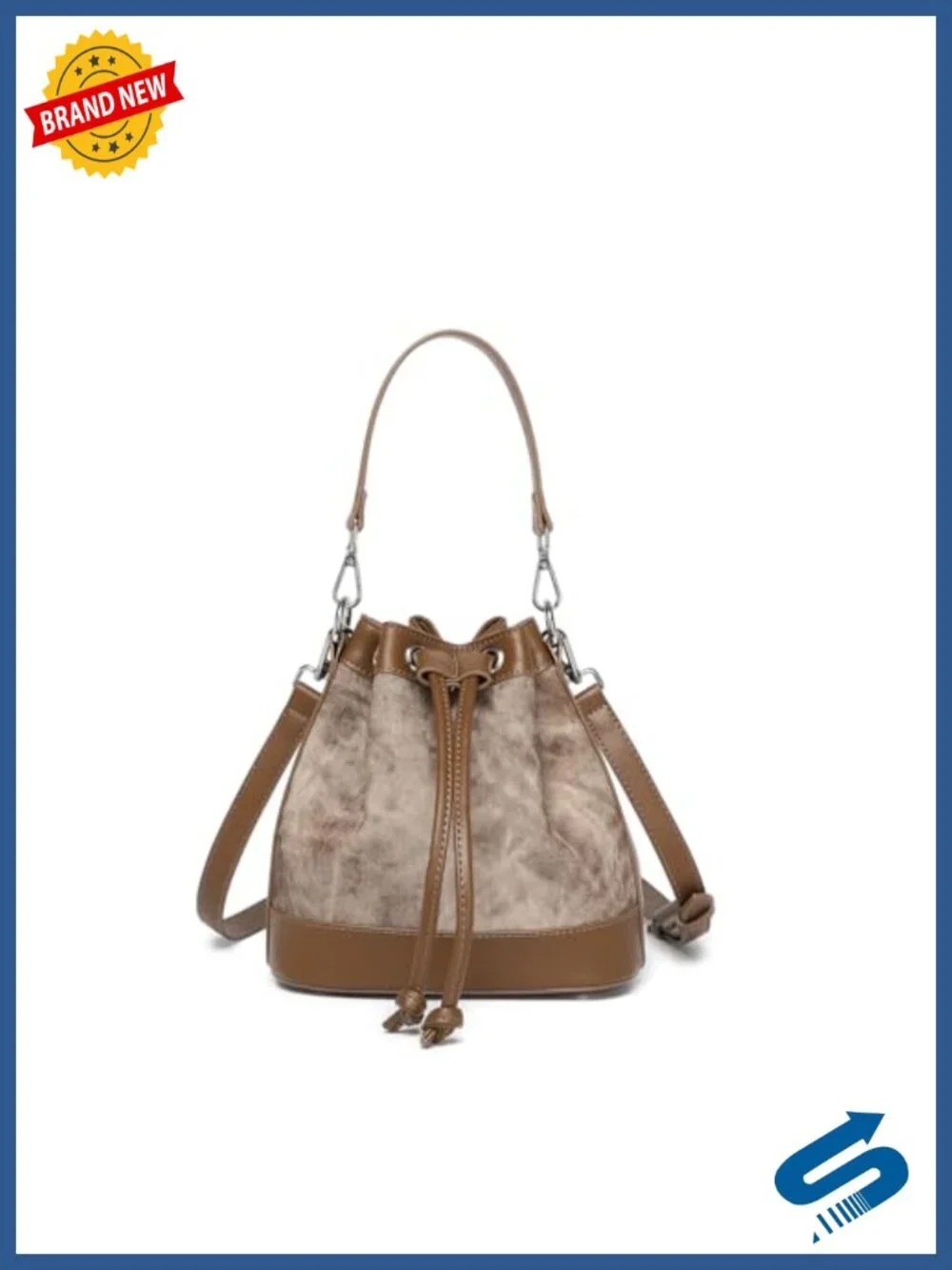 Women's Bucket Crossbody Bag - PU Leather, Adjustable Strap, Everyday